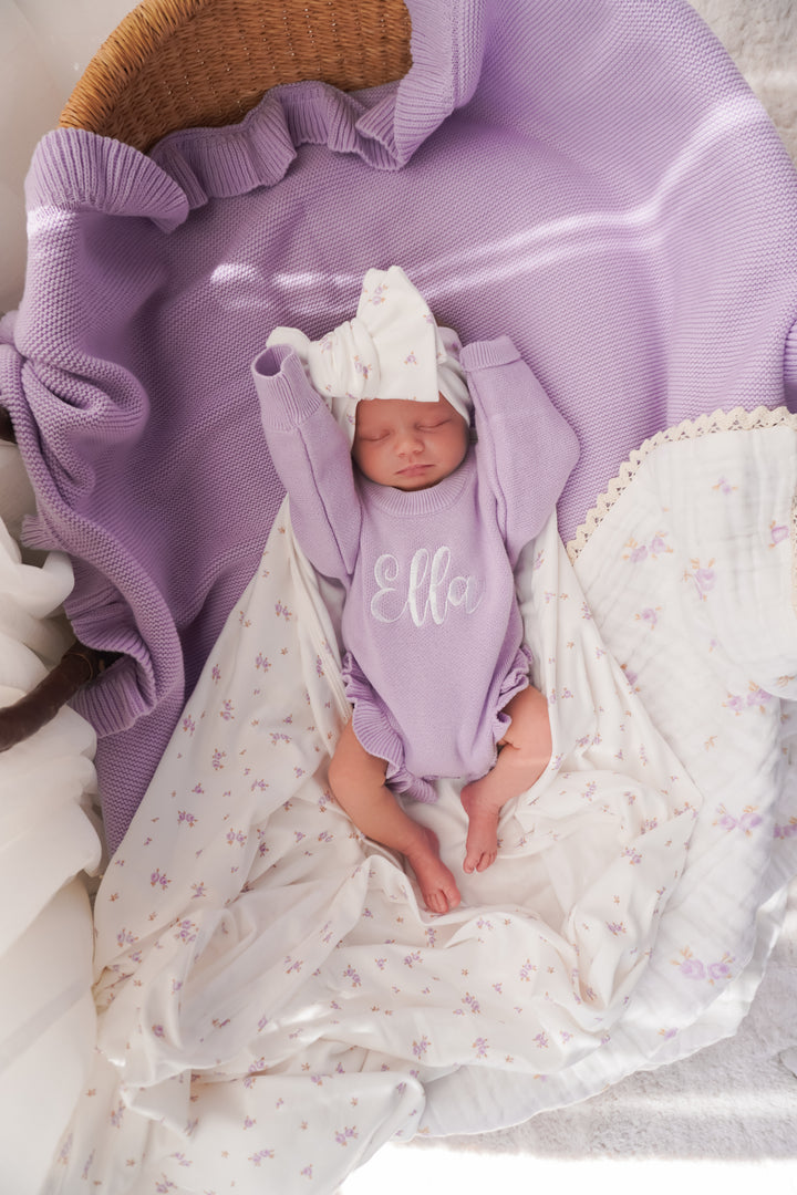 Frill Knit Romper | Pastel Lilac