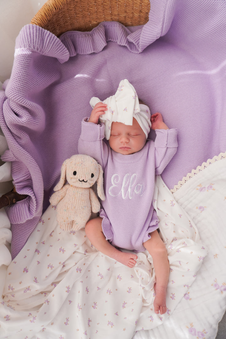 Frill Knit Romper | Pastel Lilac