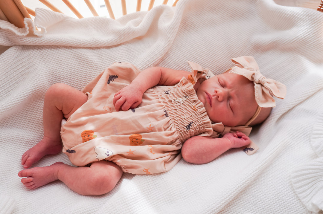 Tie Bubble Romper | Peach Halloween