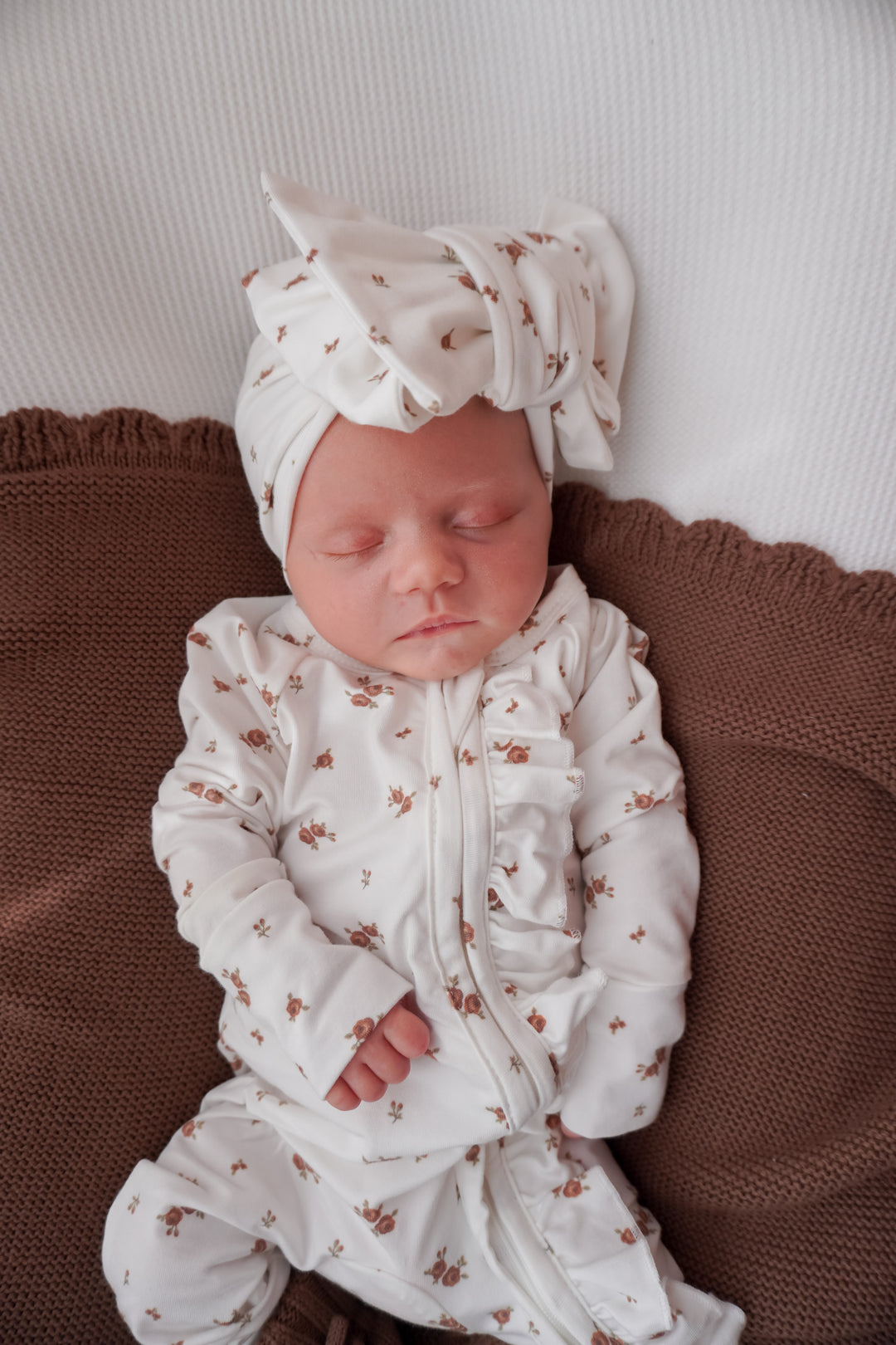 Frill Zip Romper | Choc Meadow