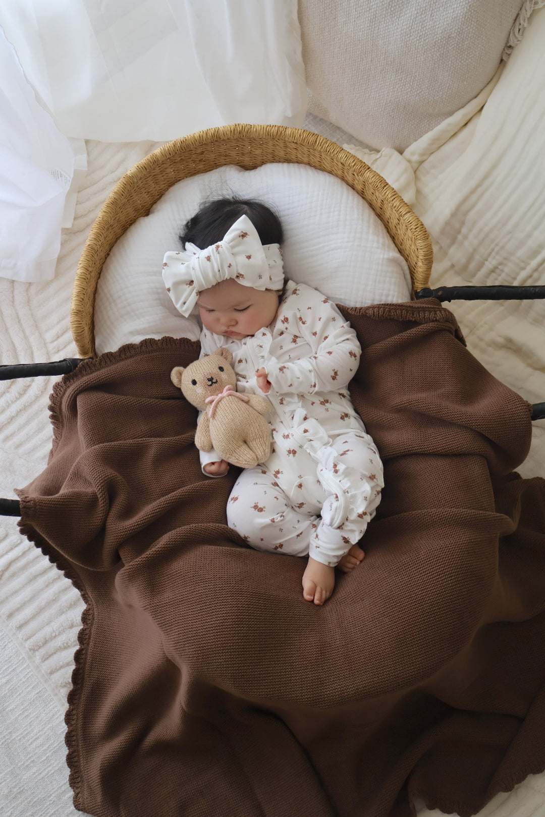 Frill Zip Romper | Choc Meadow