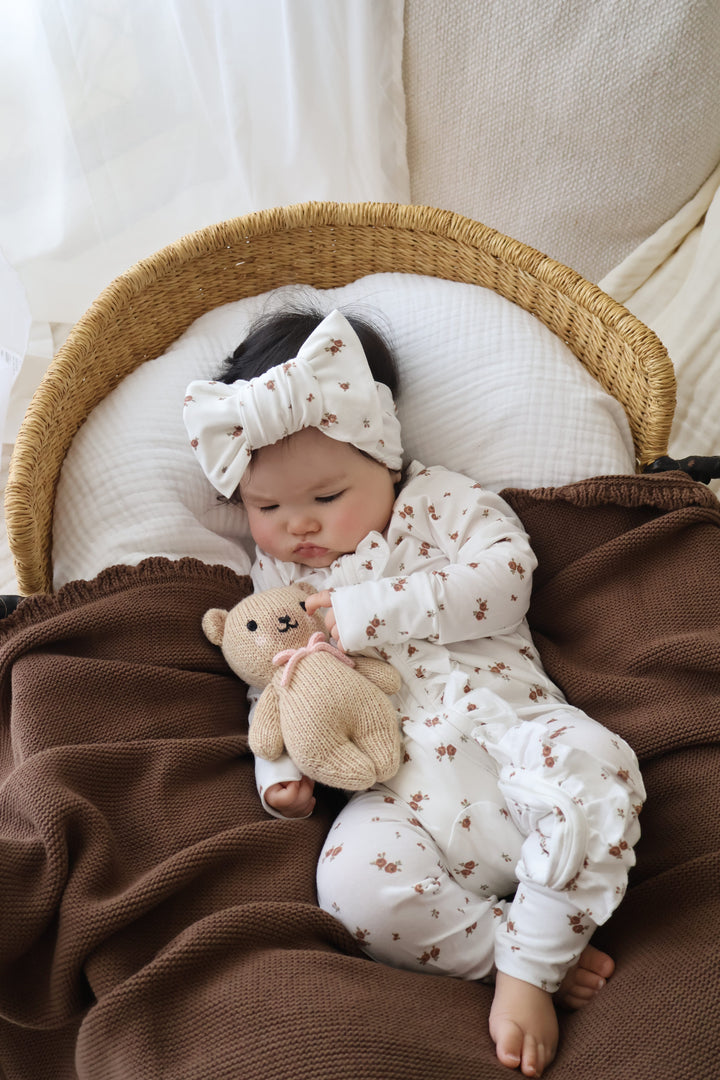 Frill Zip Romper | Choc Meadow