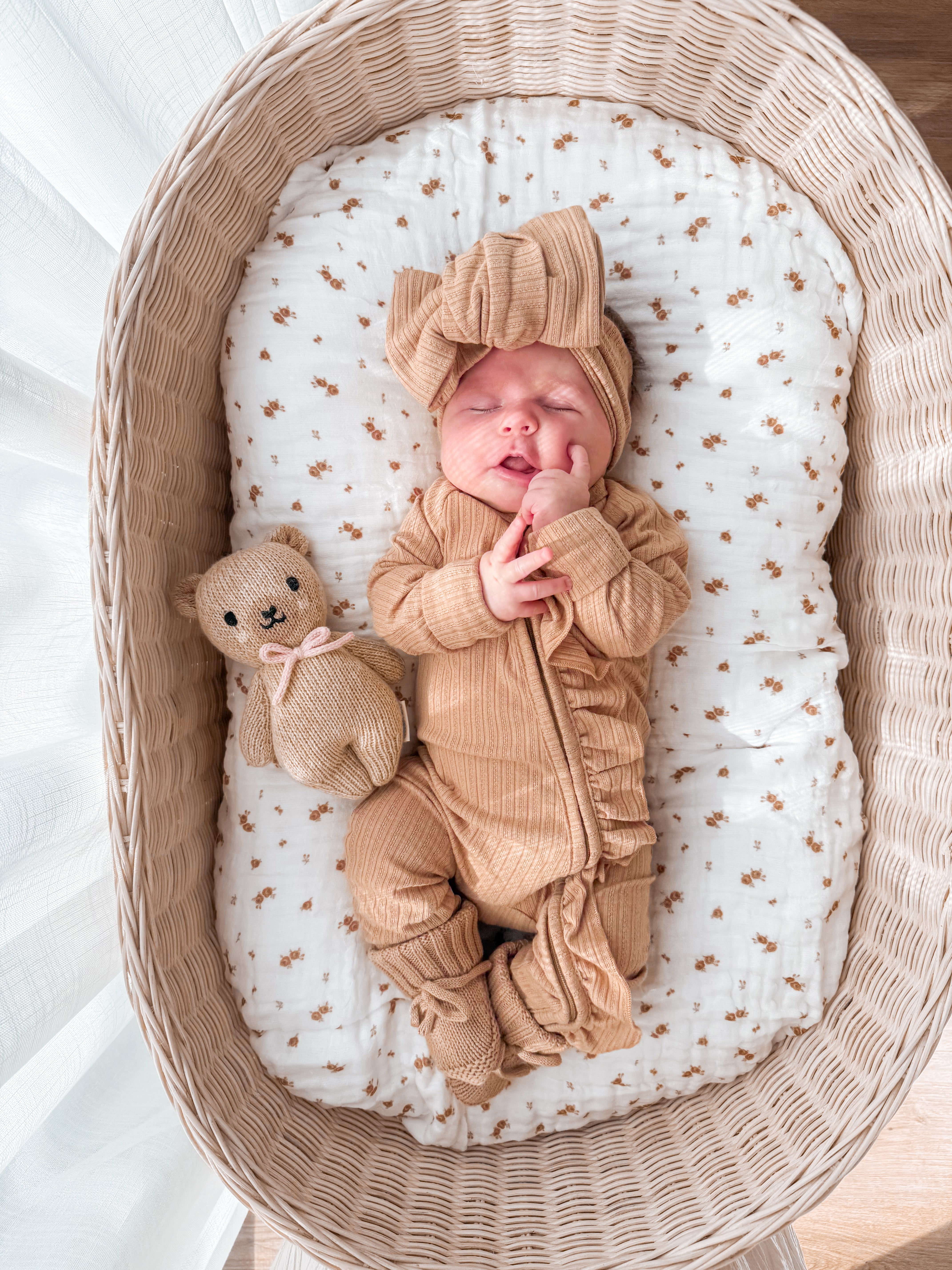 Frill Zip Romper | Teddy Rib Pointelle – Little and Fern