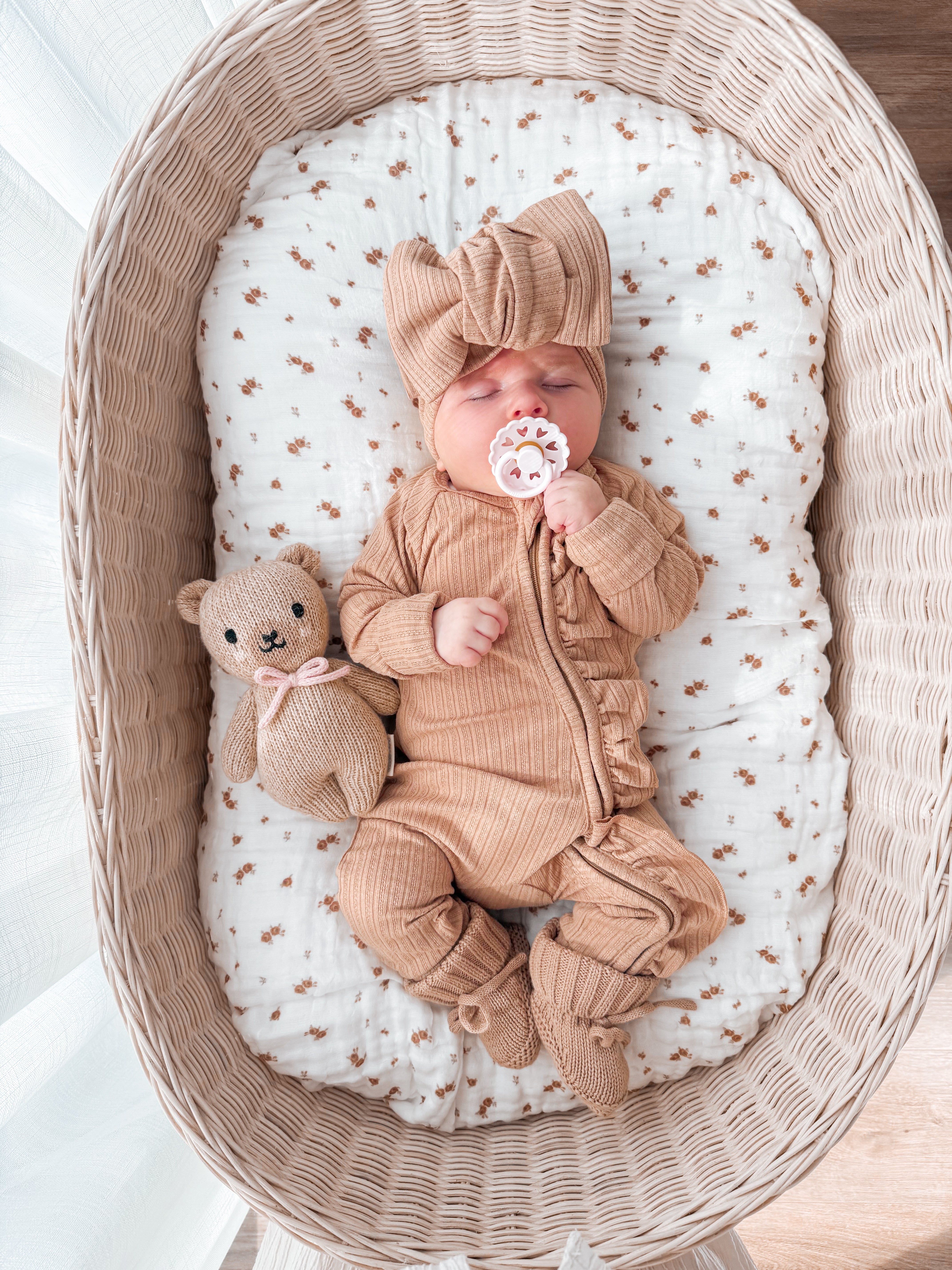 Frill Zip Romper | Teddy Rib Pointelle – Little and Fern