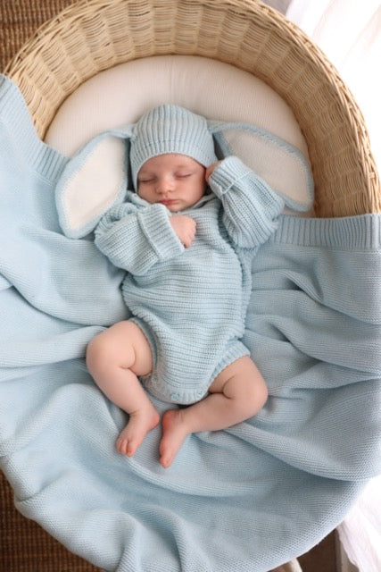 Chunky Knit Romper | Sky Blue