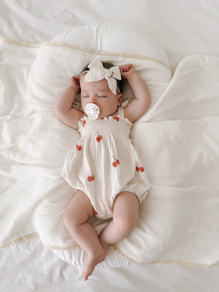 Muslin Romper | Red Cherries