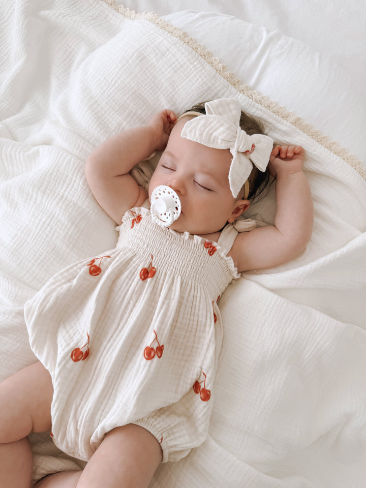 Muslin Romper | Red Cherries