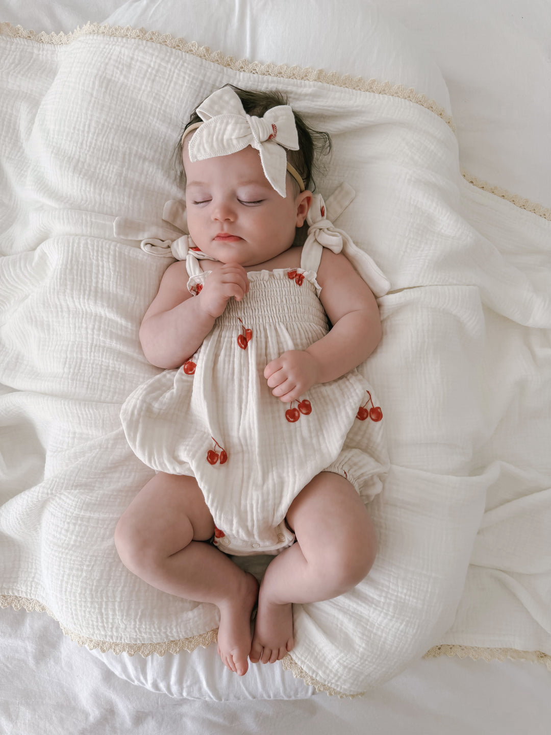Muslin Romper | Red Cherries