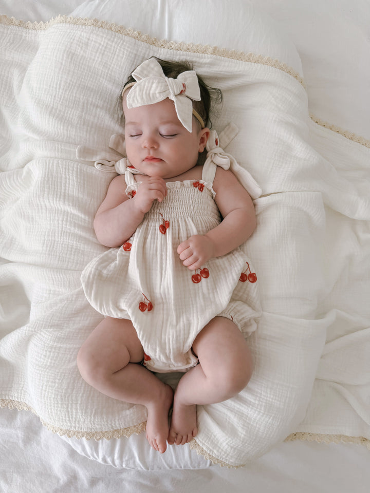 Muslin Romper | Red Cherries