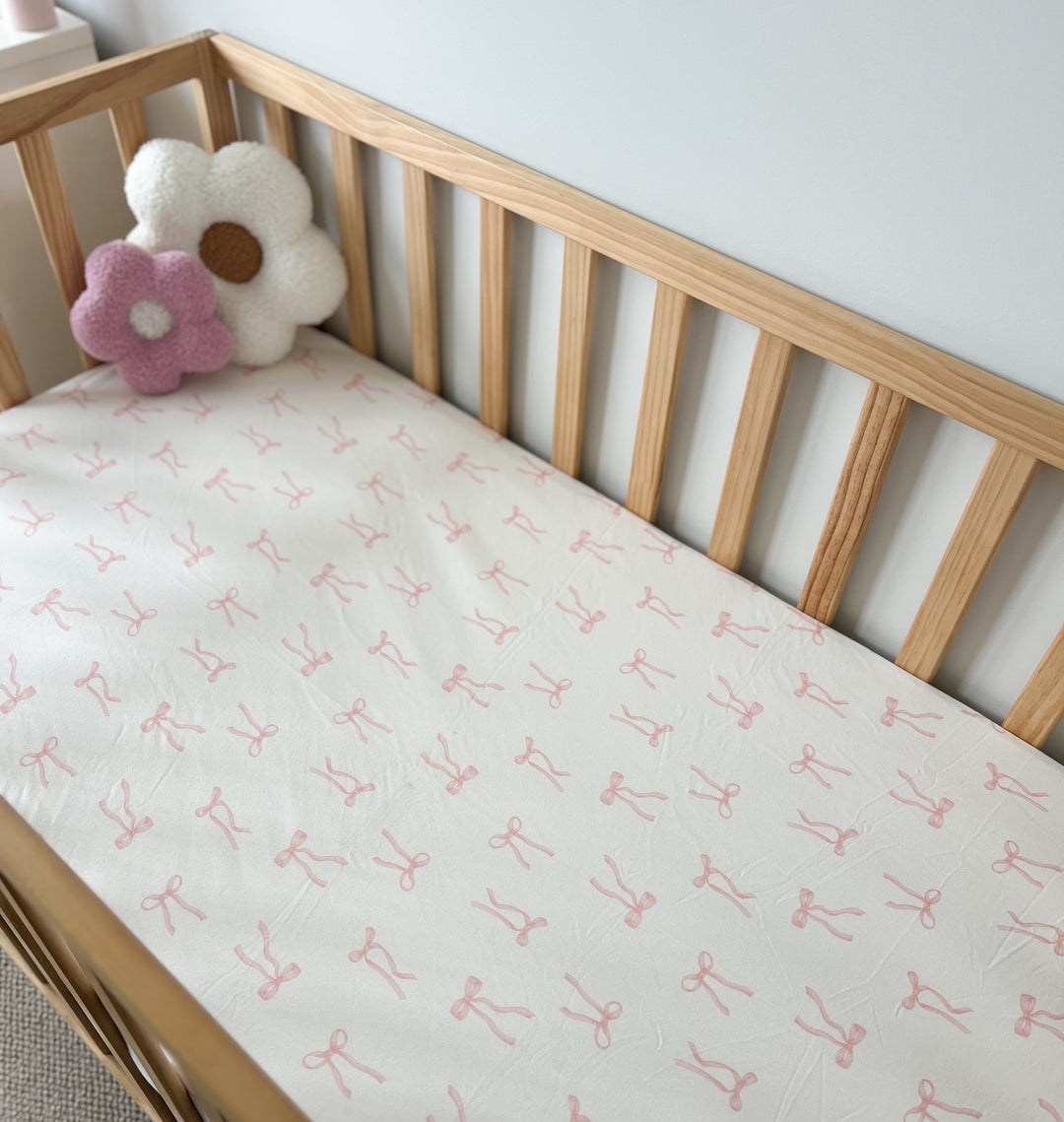 Baby Crib Fitted Cot Sheets Ireland Cot Sheet Pink Bows