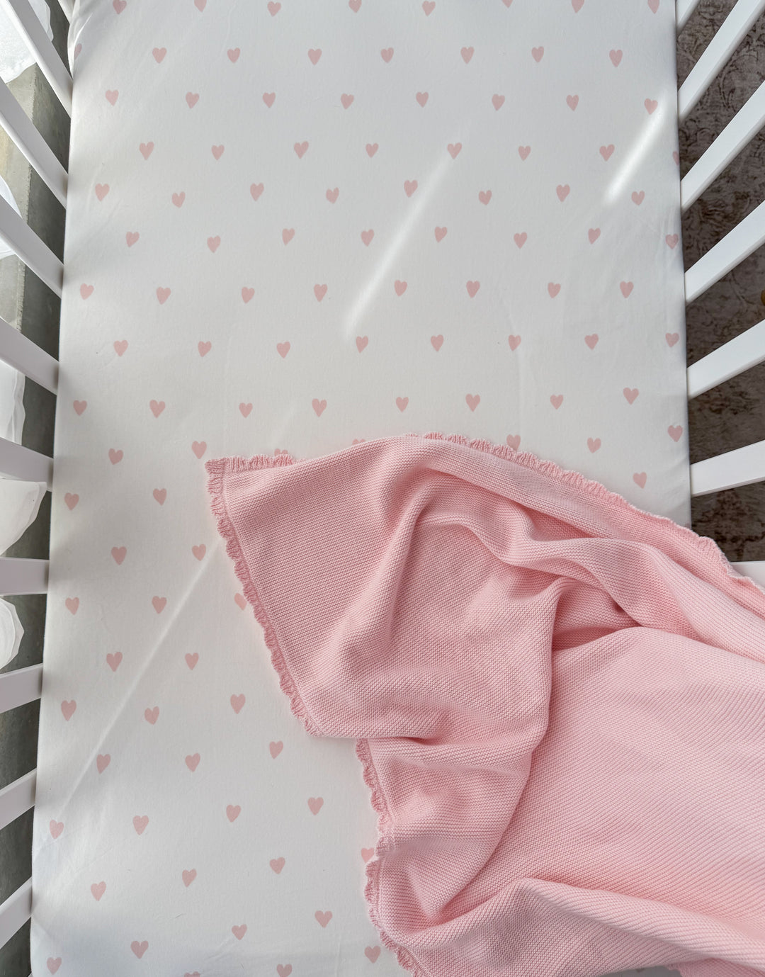 Cot Sheet | Pink Hearts