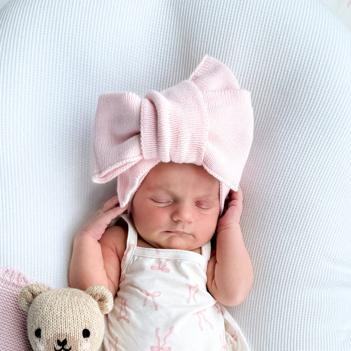 Knitted Oversized Topknot | Baby Pink