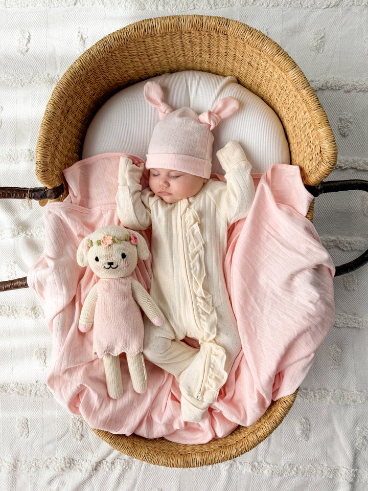 Essential Frill Zip Romper | Buttercream Pointelle