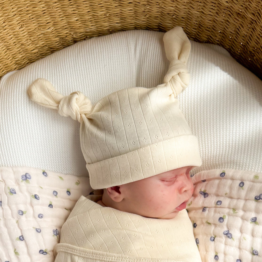 Essential Double Knot Beanie | Buttercream Pointelle