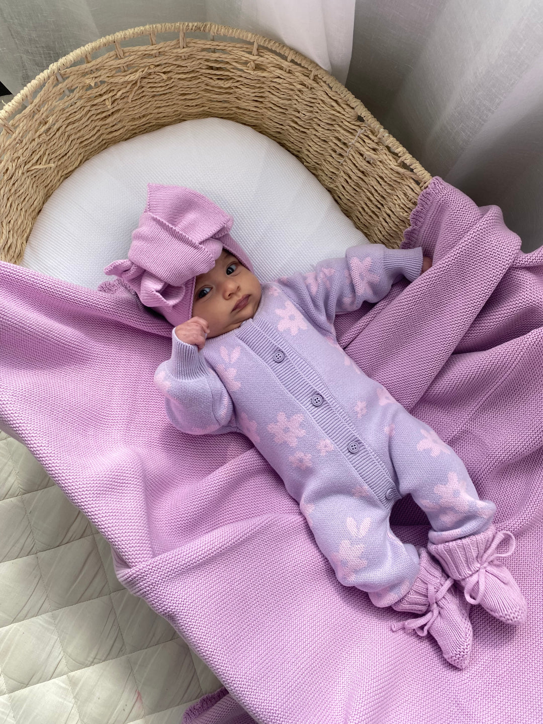Heirloom Knit Blanket | Lilac