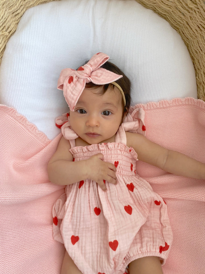 Bow Headband | Red Hearts