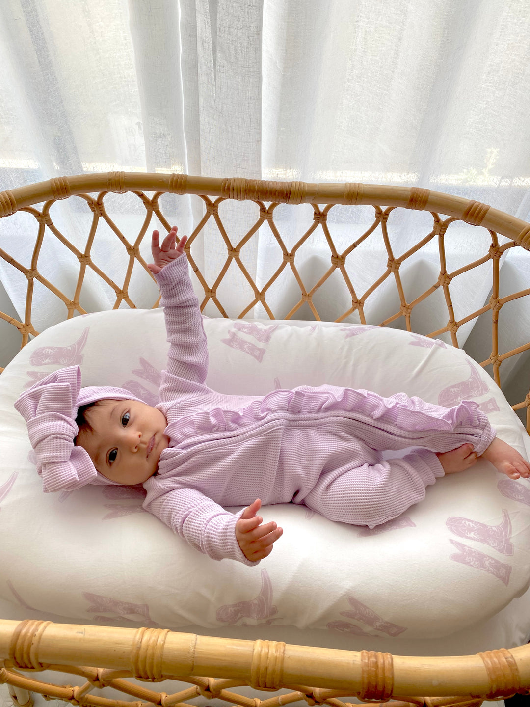 Bassinet Sheet | Lilac Cowgirl Boots