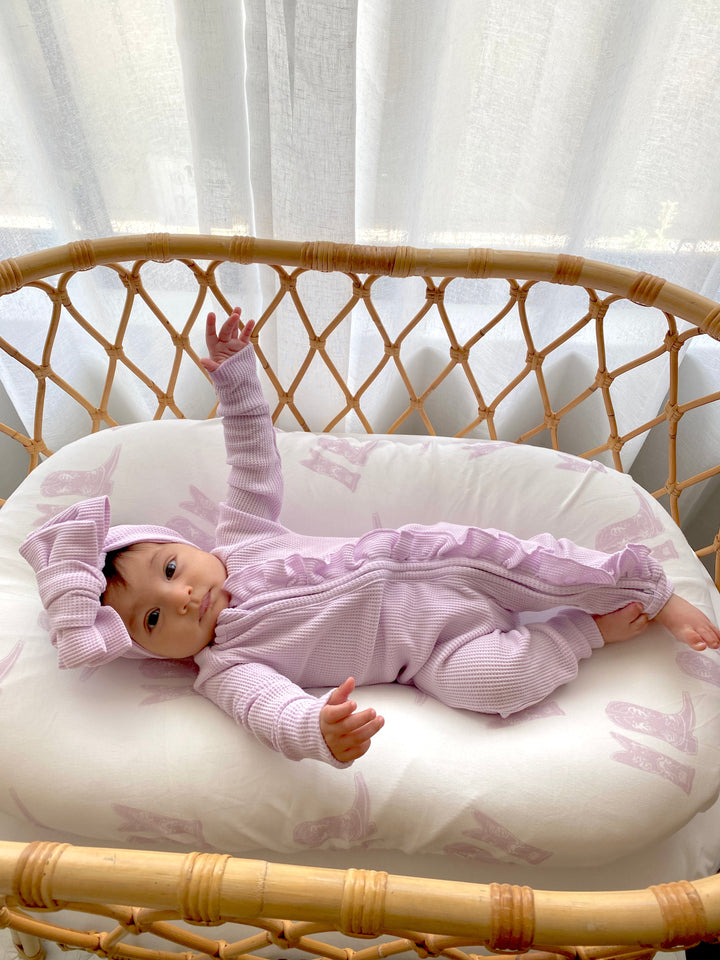 Bassinet Sheet | Lilac Cowgirl Boots