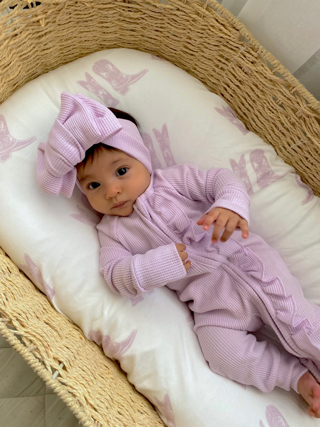 Bassinet Sheet | Lilac Cowgirl Boots
