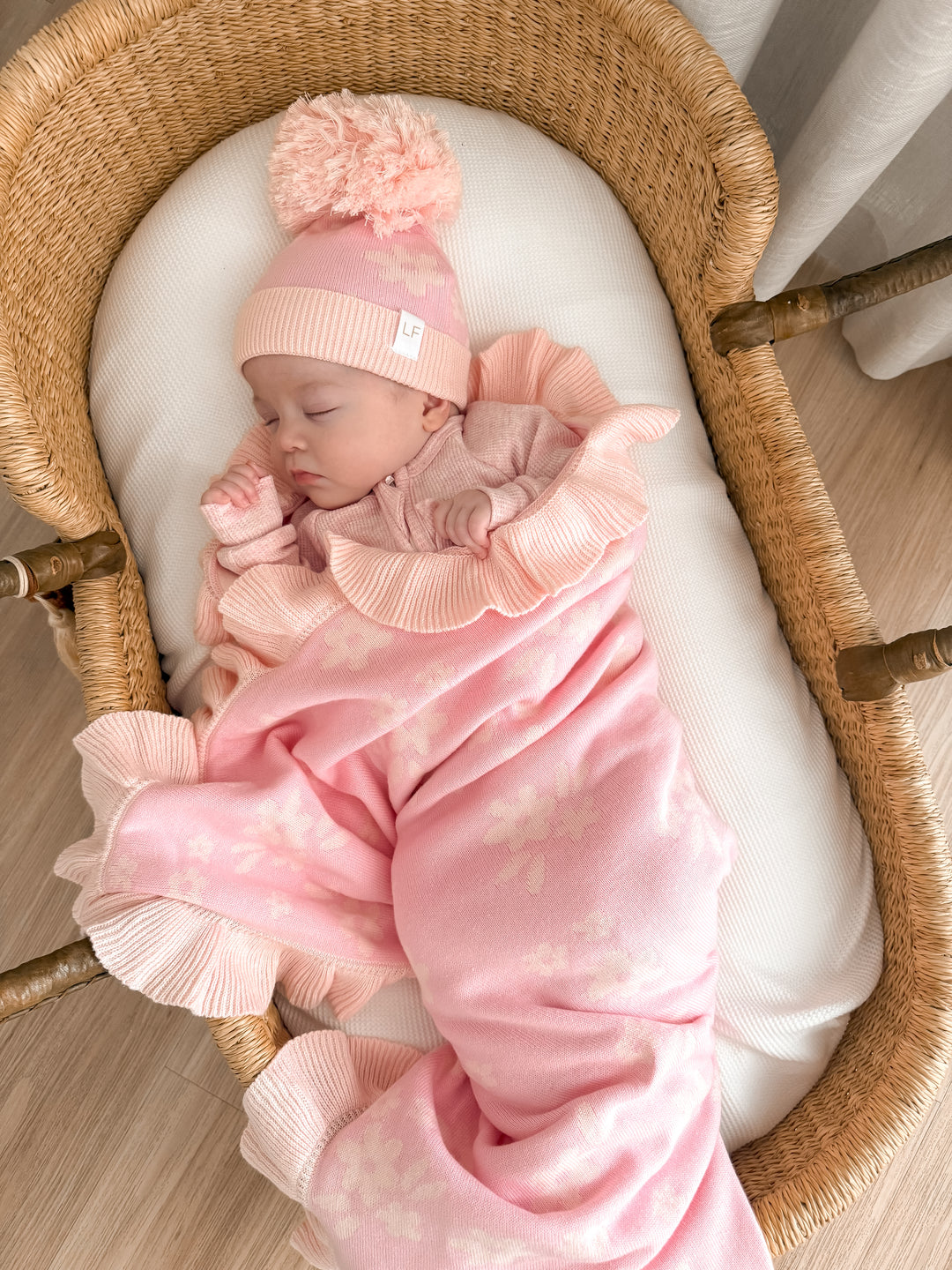 Frill Knit Blanket | Daisy Pink Floral