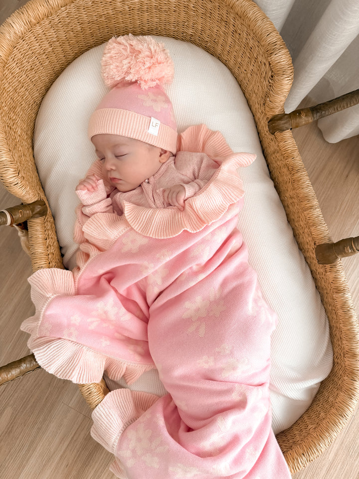 Frill Knit Blanket | Daisy Pink Floral