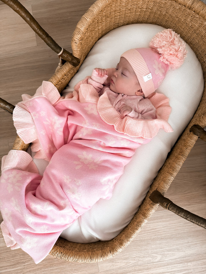Frill Knit Blanket | Daisy Pink Floral