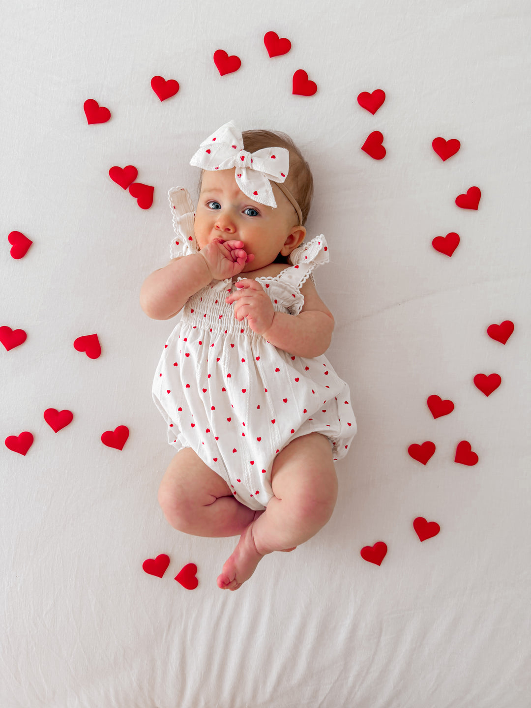 Bow Headband | Red Hearts Cotton