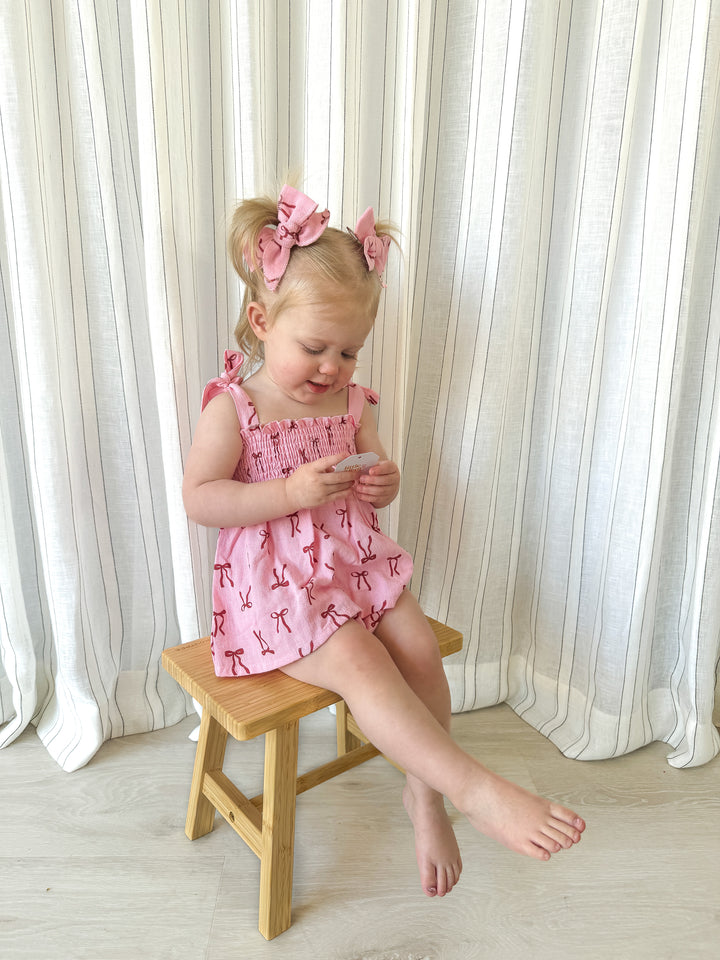 Bloomer Set | Linen Red Bows