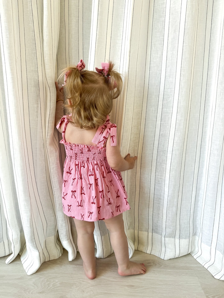 Bloomer Set | Linen Red Bows