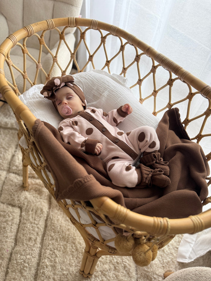 Knit Classic Romper | Pink Choc Polka