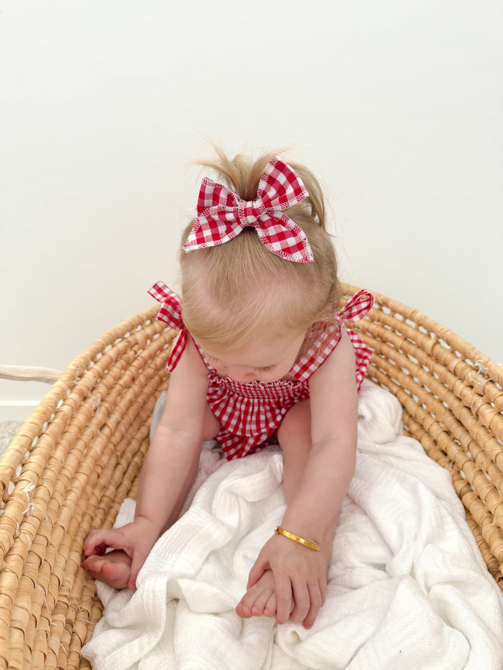 Twin Bow Clips | Red Gingham