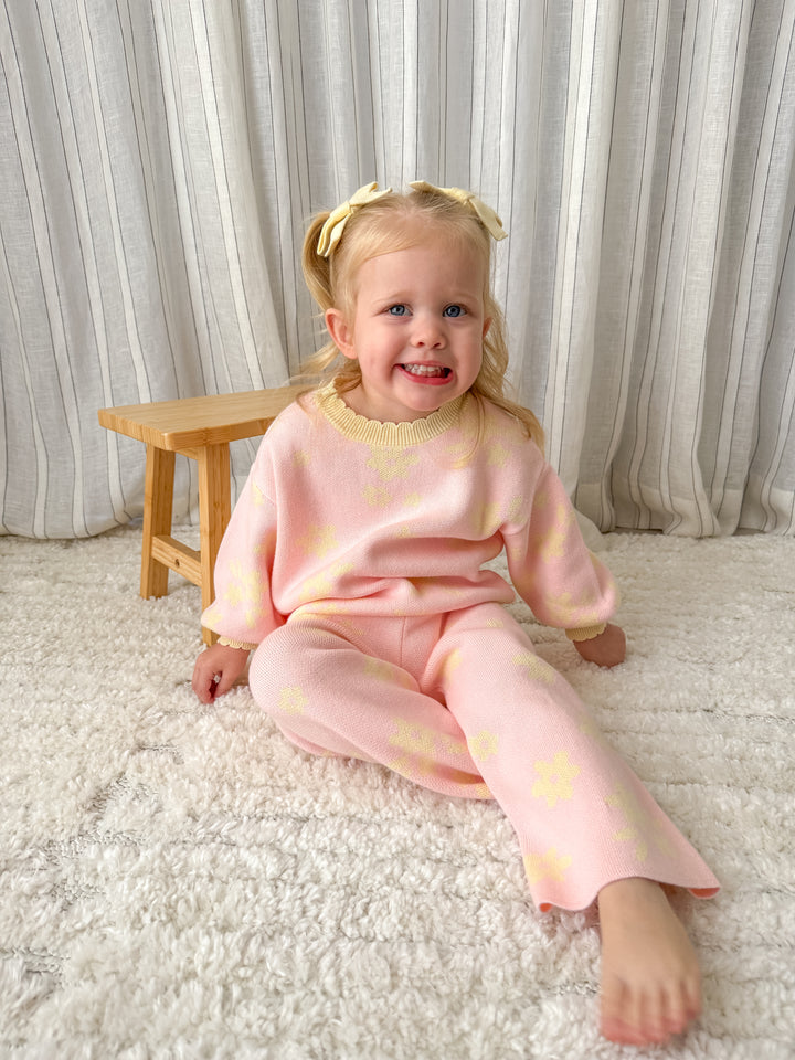 Knit Set | Daisy Floral Lemon