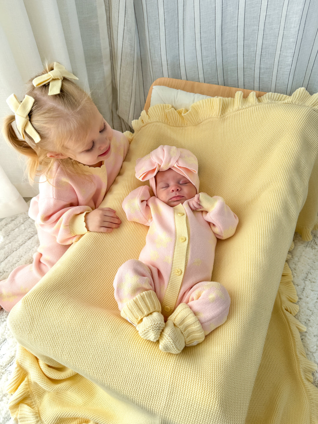 Knit Classic Romper | Daisy Floral Lemon