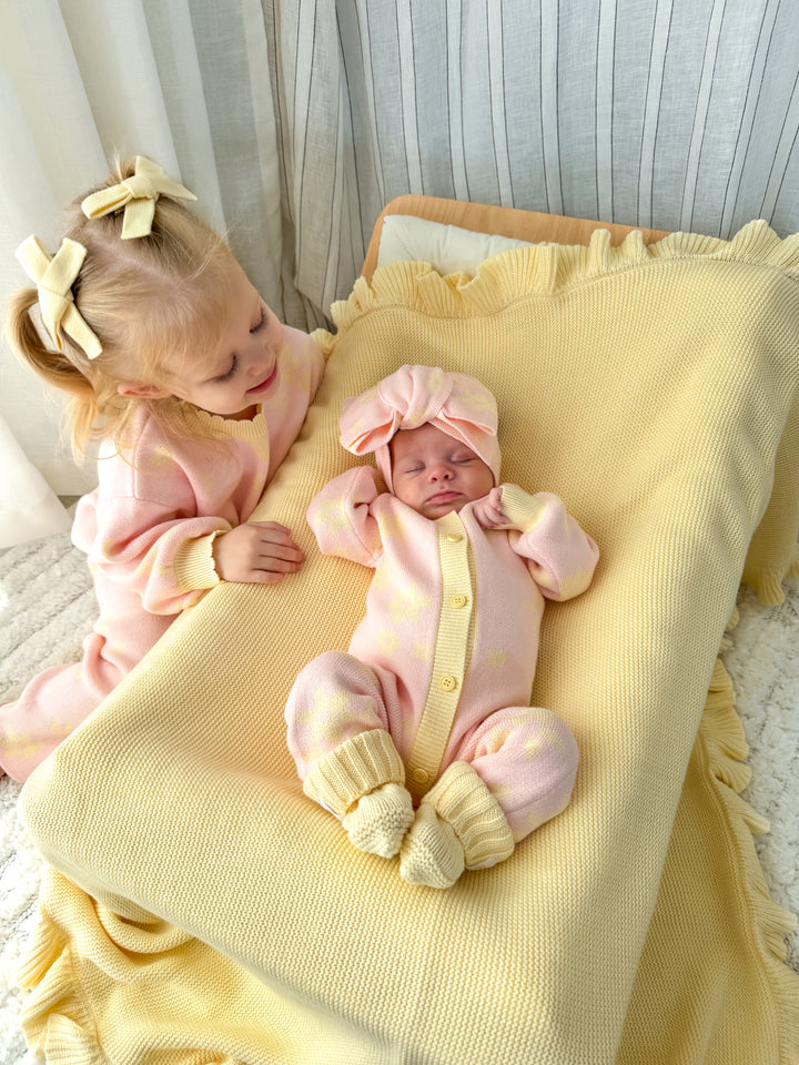 Knit Classic Romper | Daisy Floral Lemon