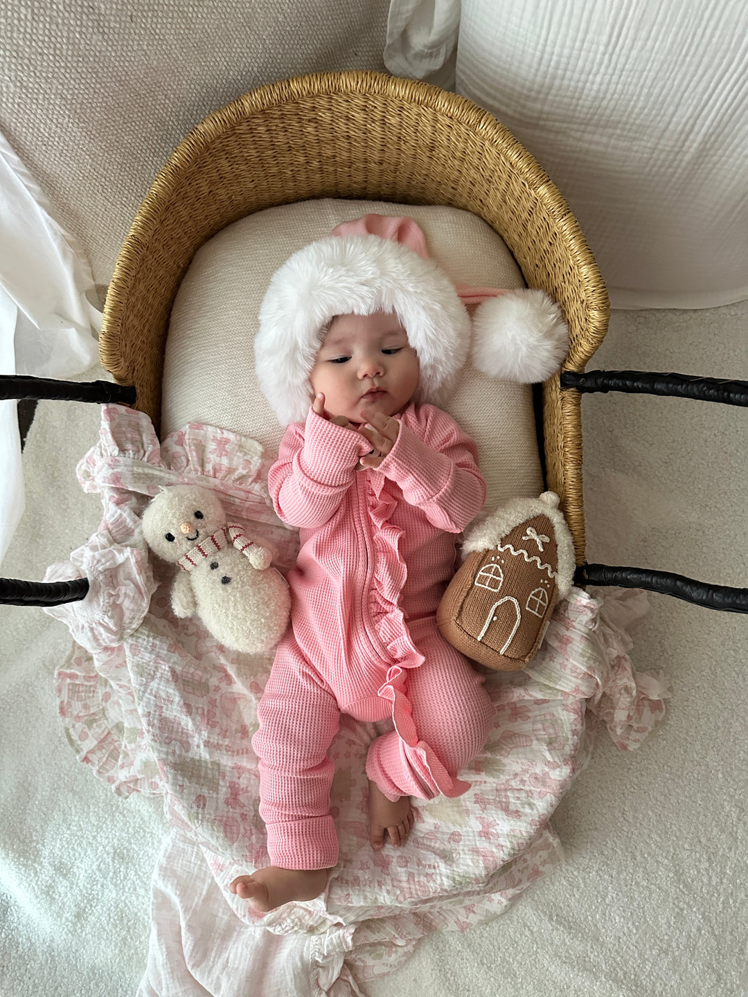 Frill Zip Romper | Peony Waffle