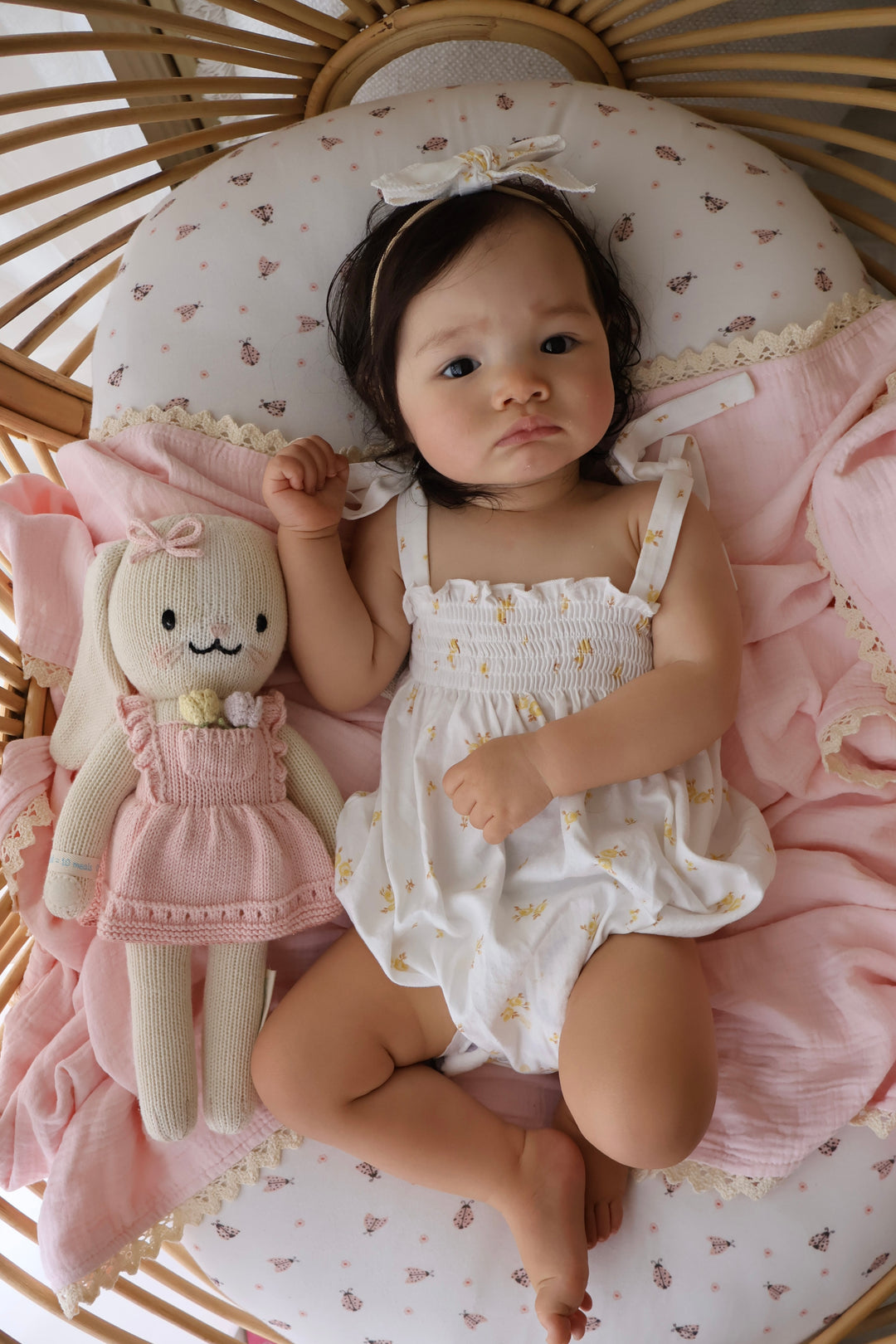 Tie Bubble Romper | Yellow Tiny Floral