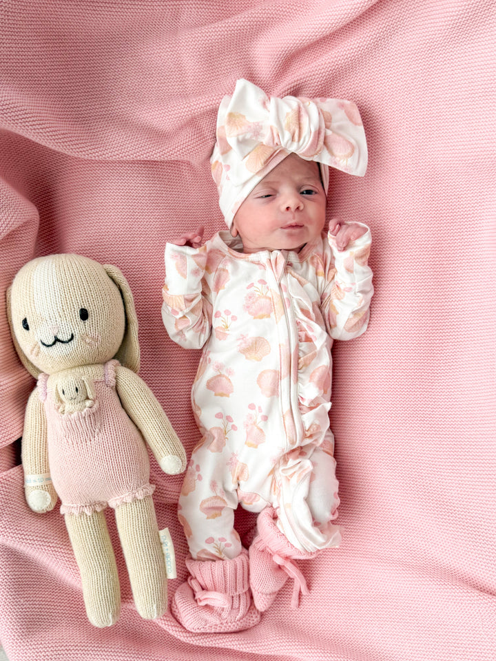 Frill Zip Romper | Shell Floral
