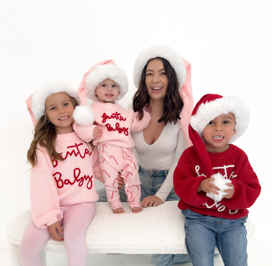 'Santa Baby' Chunky Knit Jumper | Baby Pink