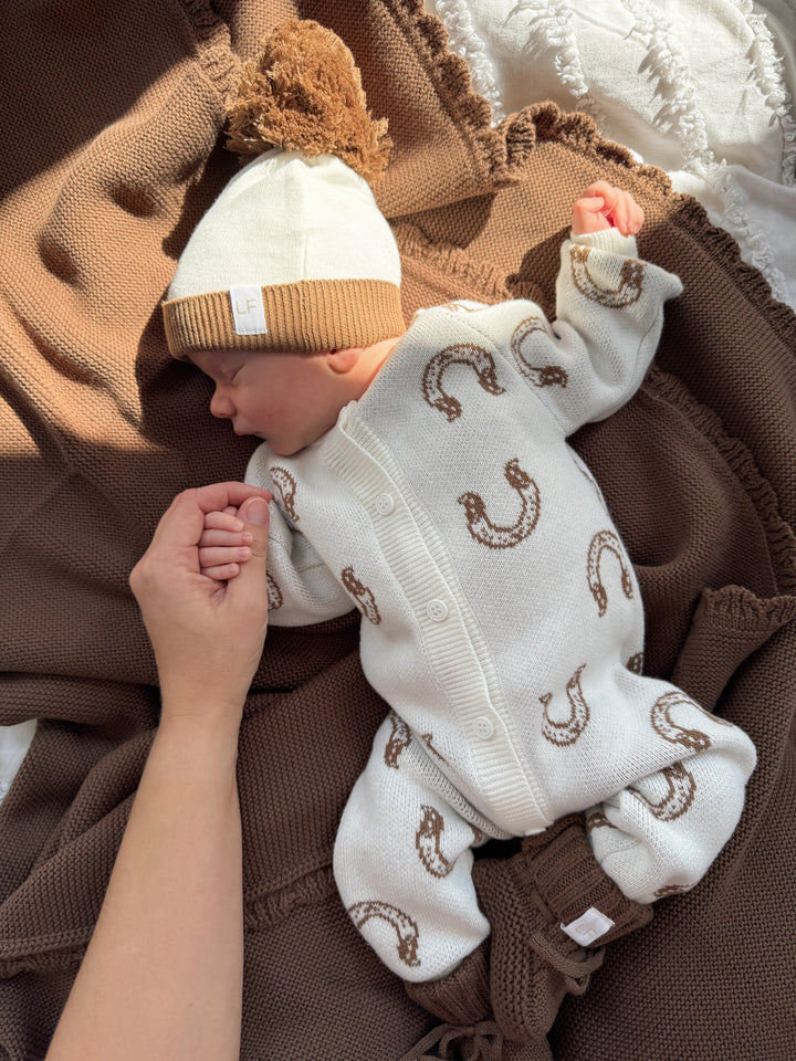 Knit Classic Romper | Western Horse Shoe