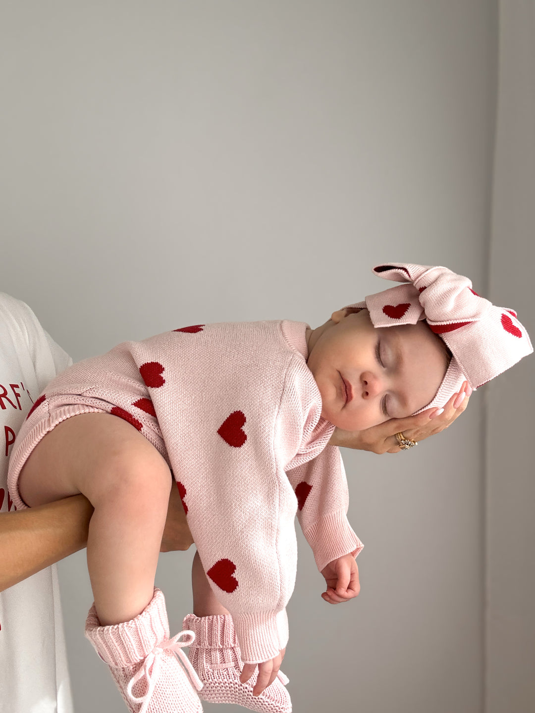 Knit Romper | Red Hearts