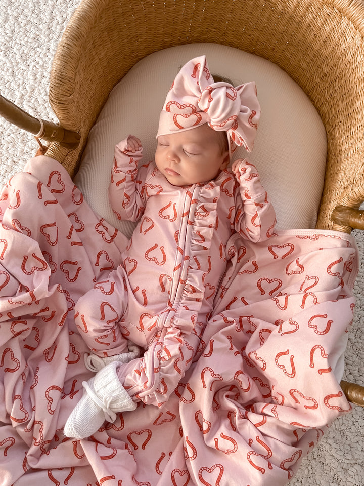 Frill Zip Romper | Western Red Hearts