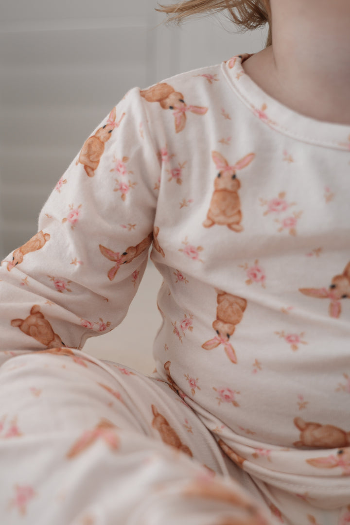 Long Sleeve PJ's | Bunny Floral