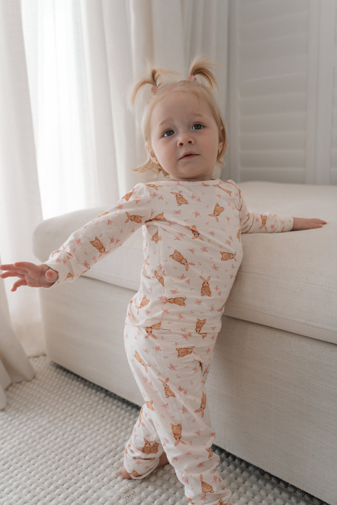 Long Sleeve PJ's | Bunny Floral