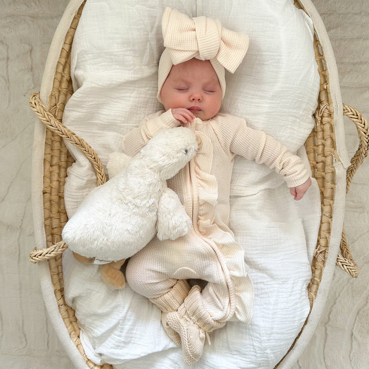 Frill Zip Romper | Cream Waffle