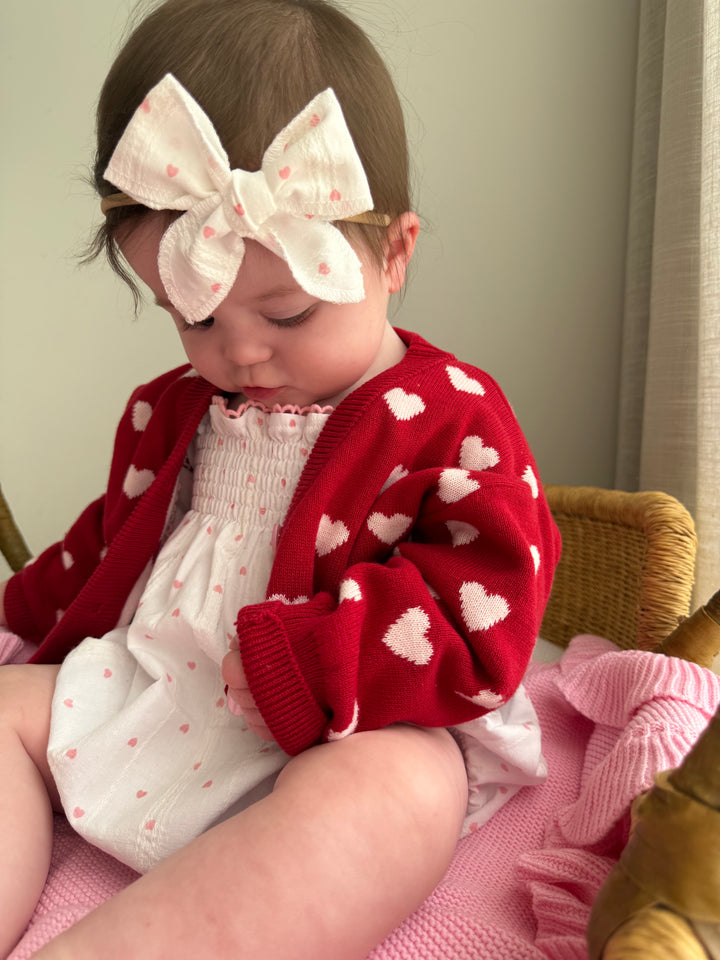 Knitted Cardigan | Red Hearts