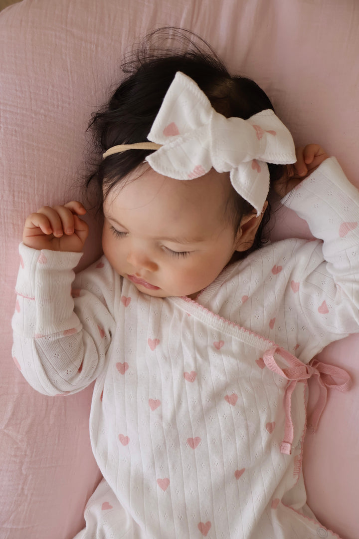 Essential Bow Headband | Pink Hearts
