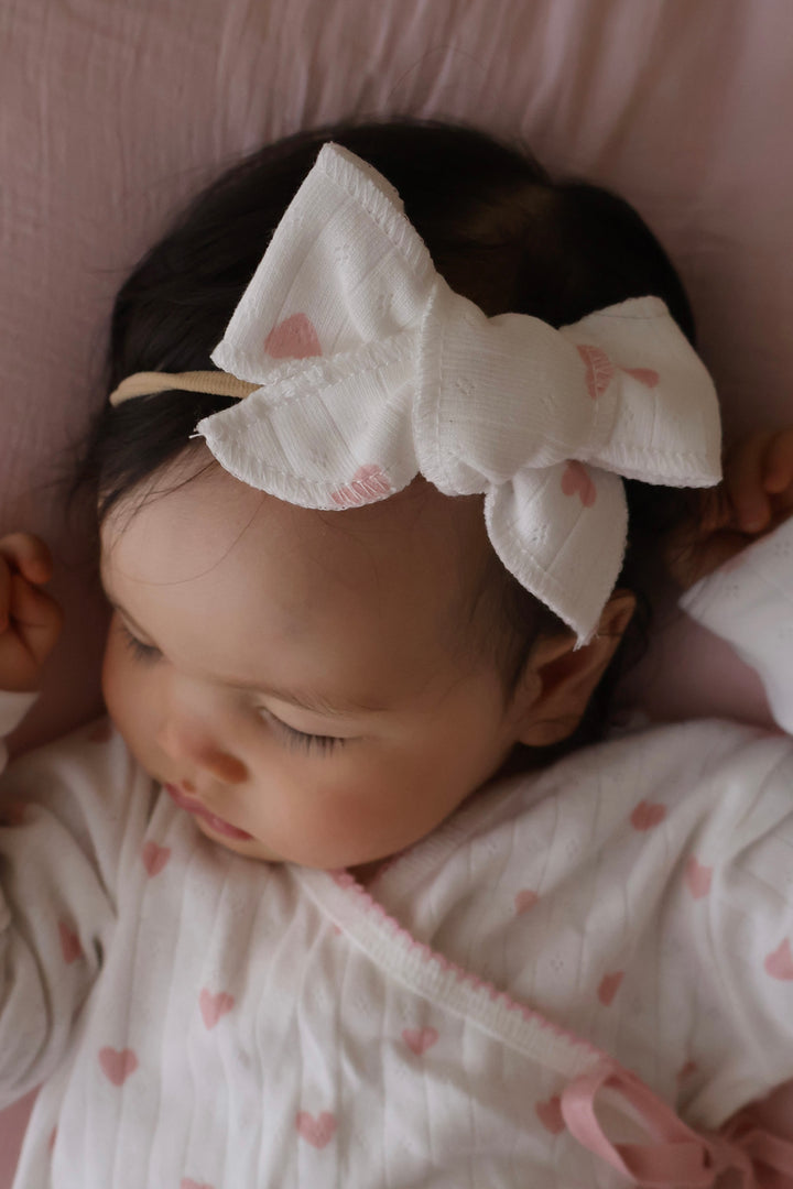 Essential Bow Headband | Pink Hearts