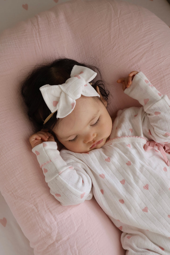 Essential Bow Headband | Pink Hearts