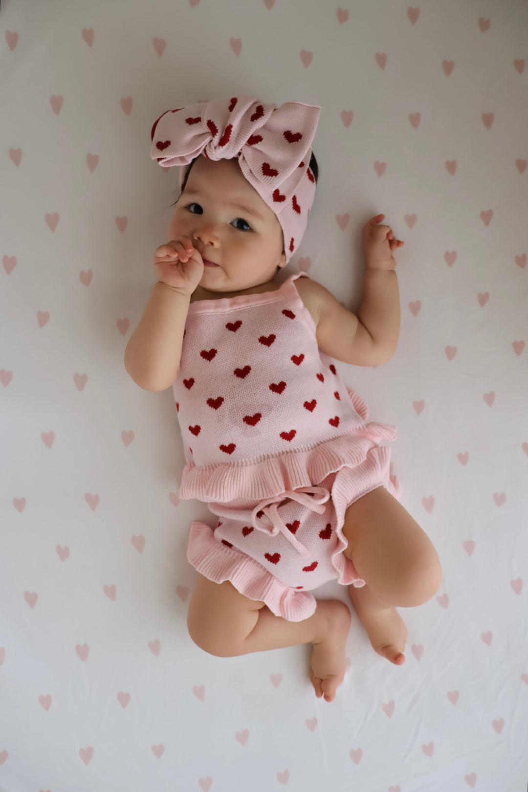 Knit Summer Set | Red Hearts