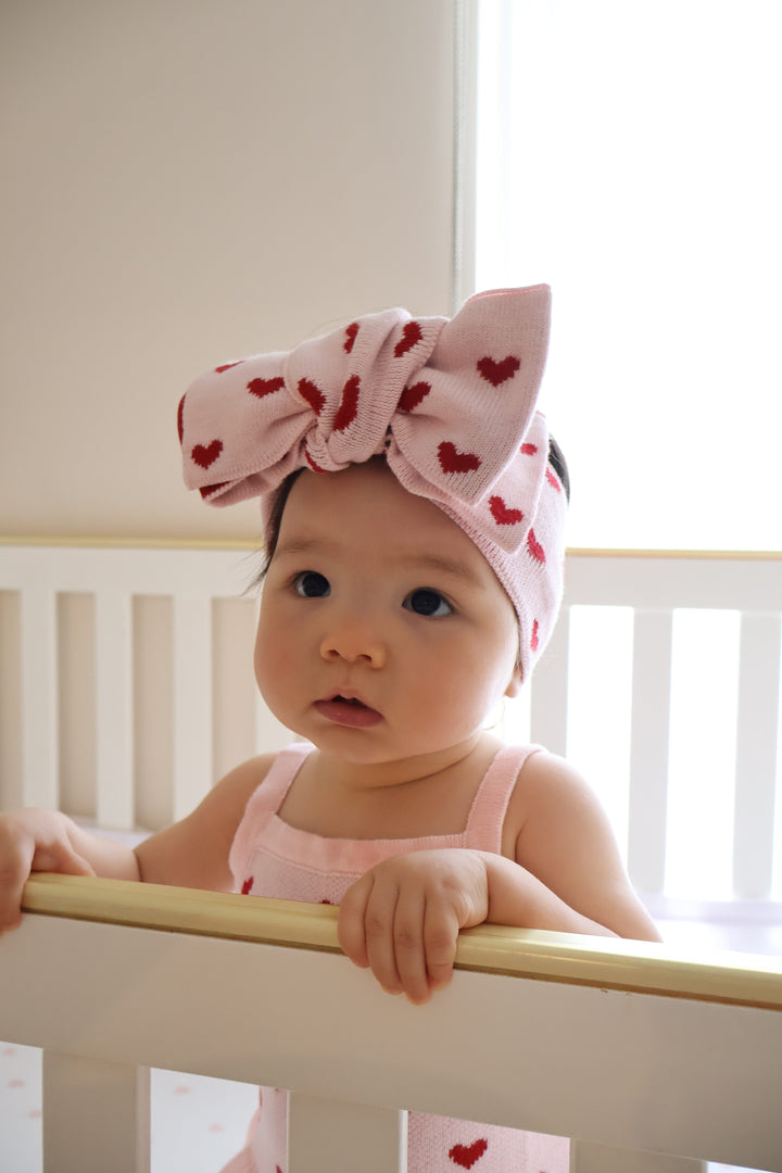 Knitted Oversized Topknot | Red Hearts